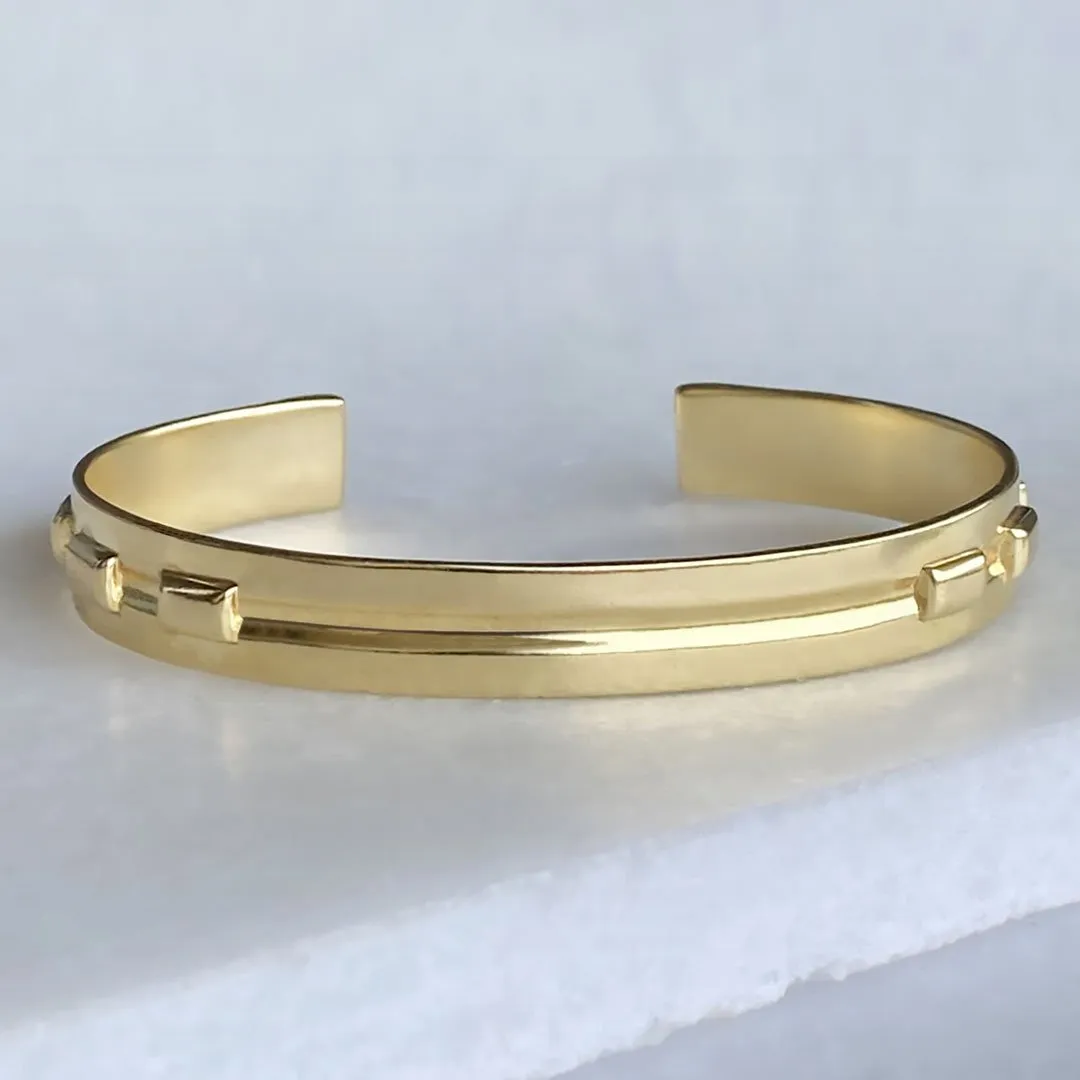 Derby Day - Stylized  Horseshoe and 14K Gold on Brass Cuff Bracelet