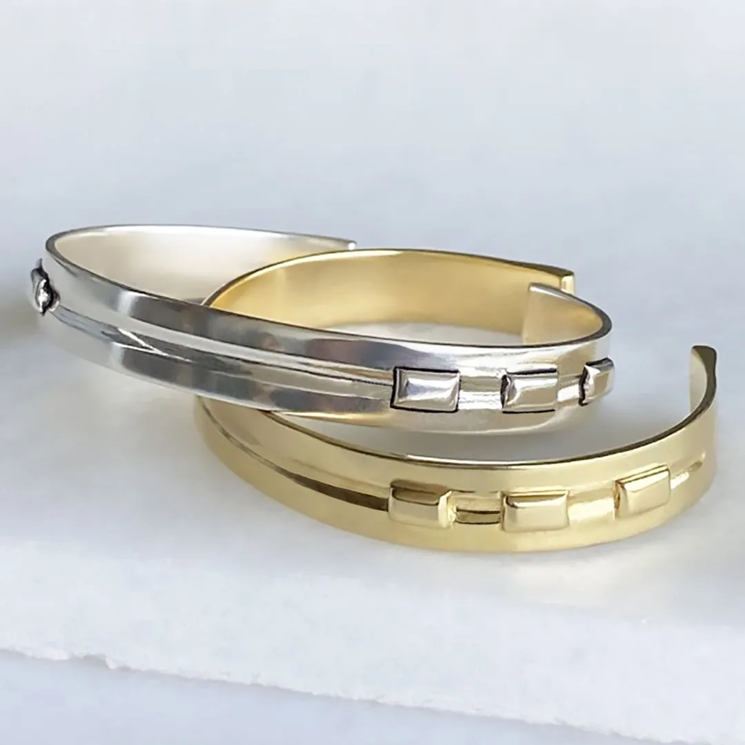 Derby Day - Stylized  Horseshoe and 14K Gold on Brass Cuff Bracelet