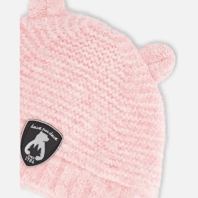 Deux Par Deux Knit Hat with Ear Flaps - Coral Cloud
