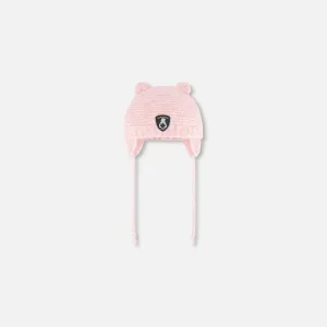 Deux Par Deux Knit Hat with Ear Flaps - Coral Cloud