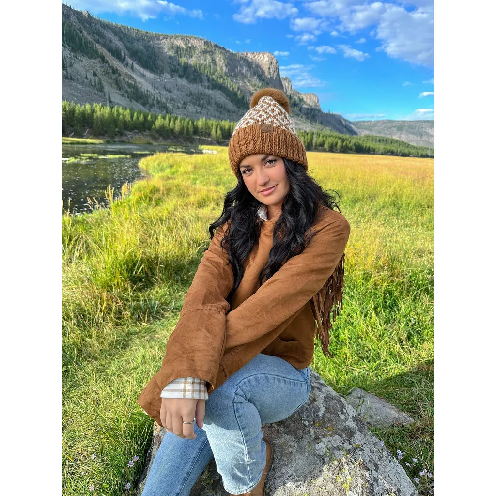 Diamond Patterned Pom Hats