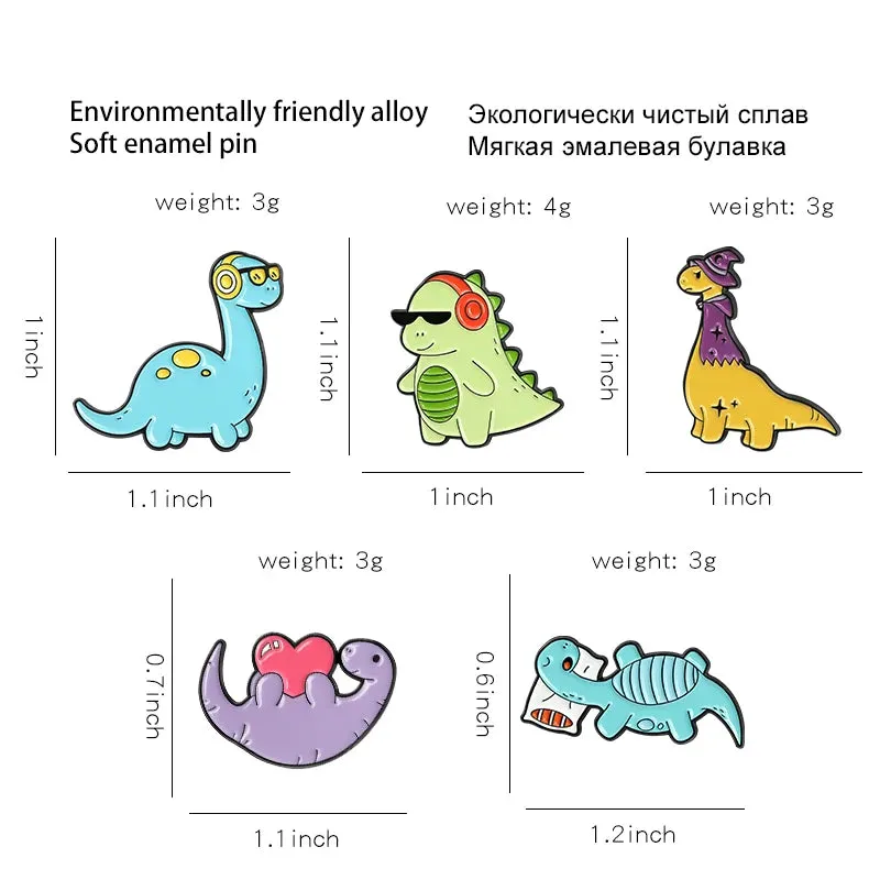Dinosaur Enamel Pin Set