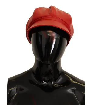 Dolce & Gabbana Chic Red Leather Cabbie Cap