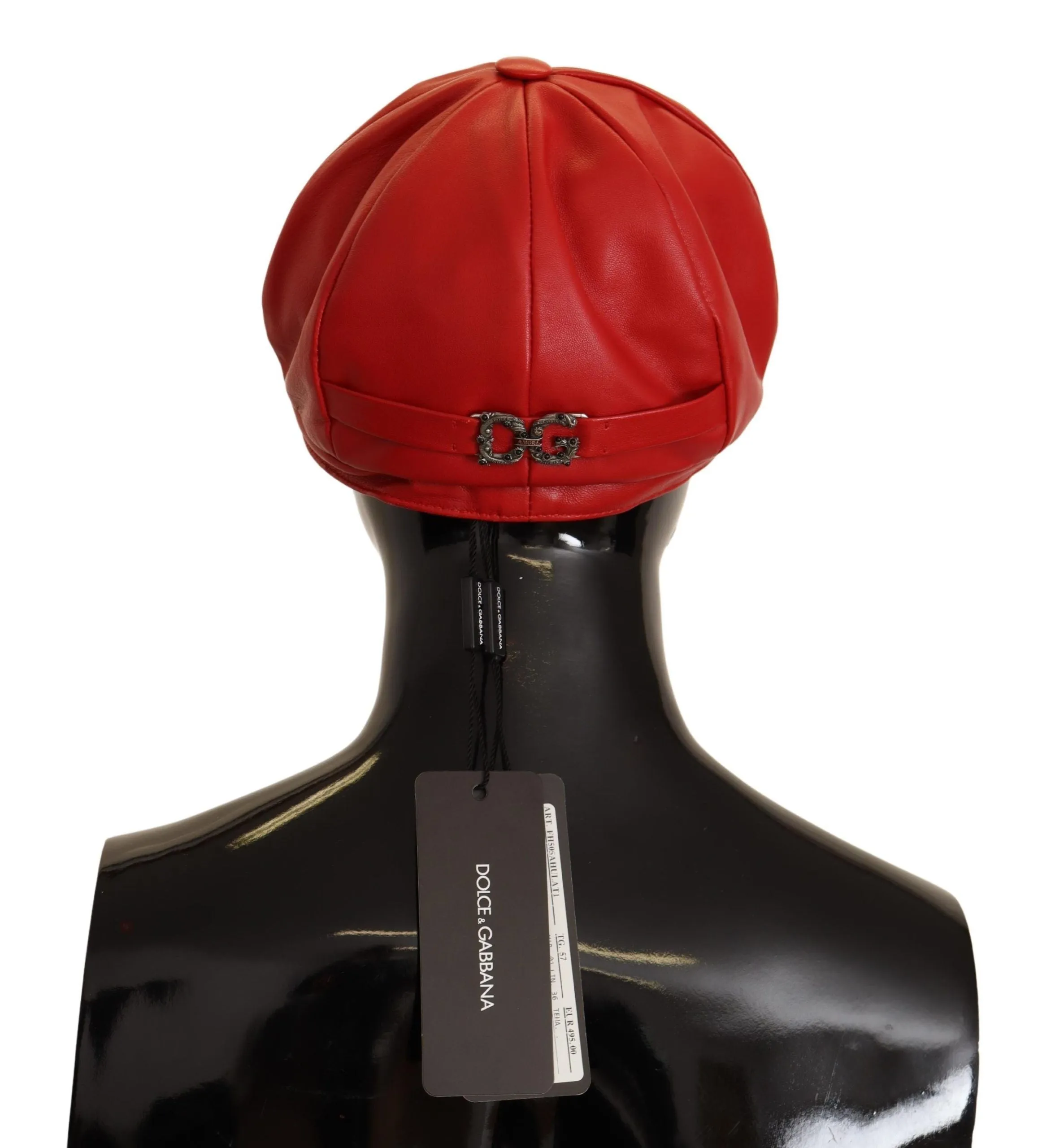 Dolce & Gabbana Chic Red Leather Cabbie Cap