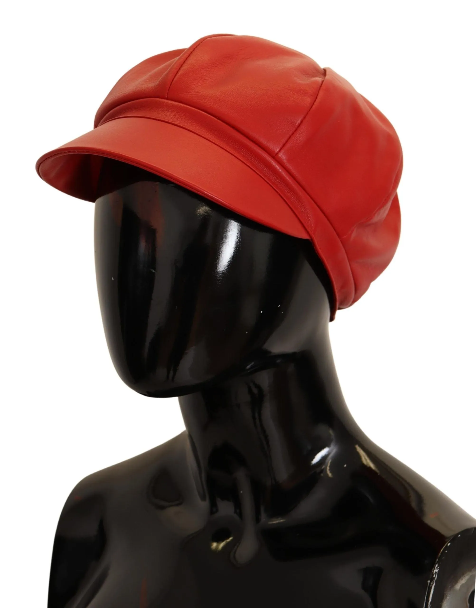 Dolce & Gabbana Chic Red Leather Cabbie Cap