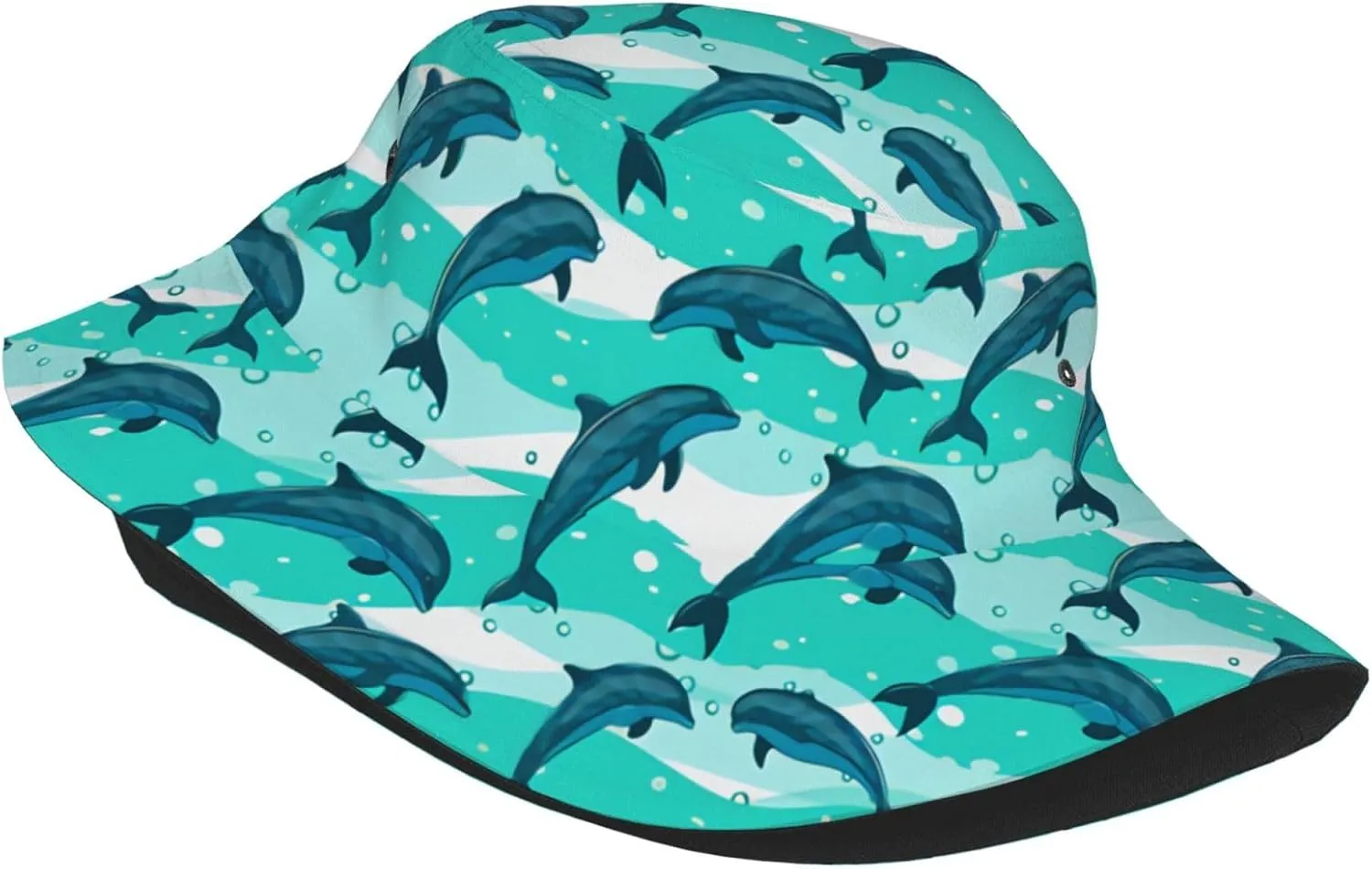 Dolphin Hats Sun Bucket Hat for Men Women Wide Brim Bucket Hat Fishing Cap Travel Beach Hats