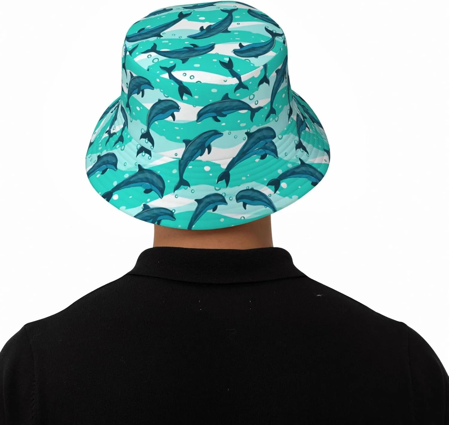 Dolphin Hats Sun Bucket Hat for Men Women Wide Brim Bucket Hat Fishing Cap Travel Beach Hats