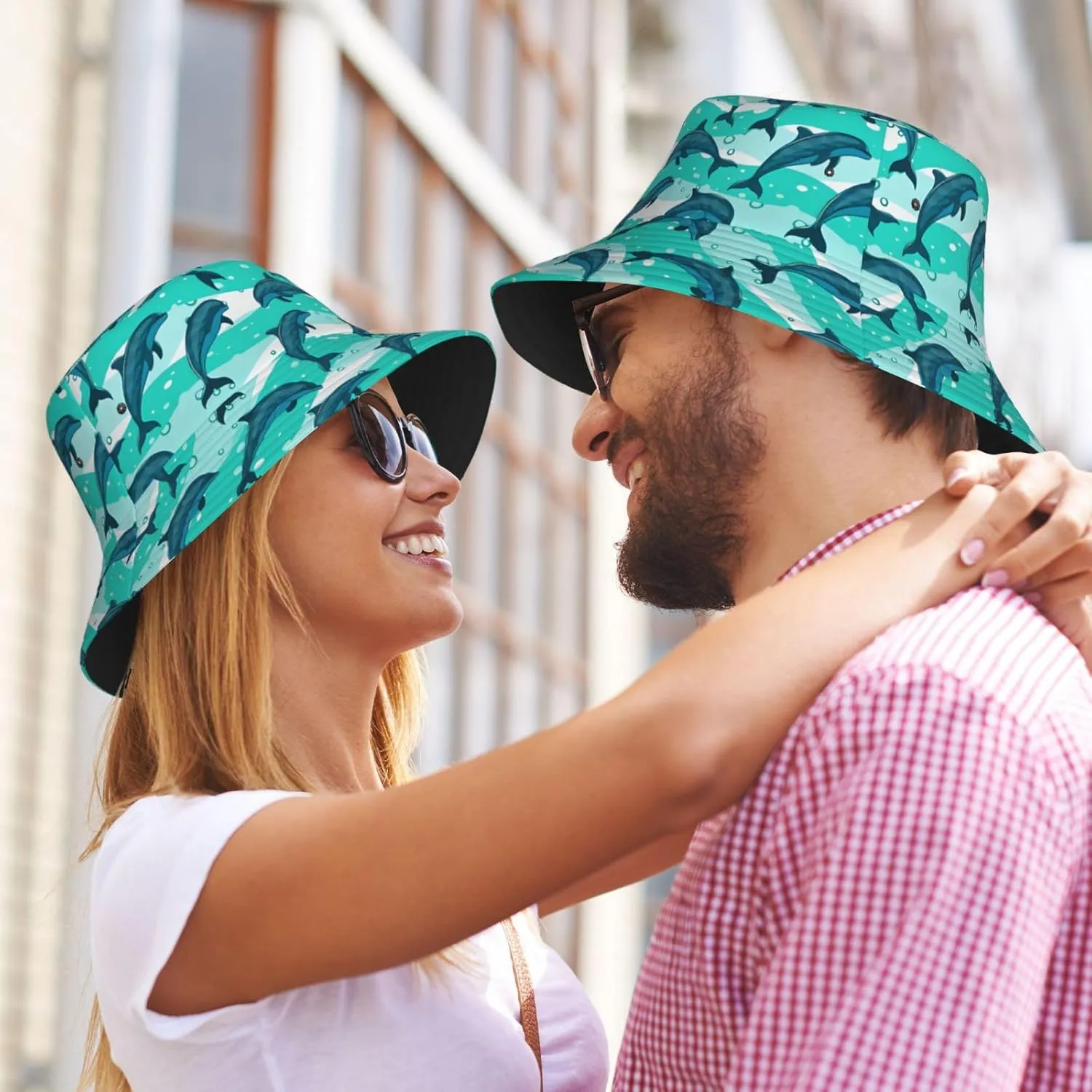 Dolphin Hats Sun Bucket Hat for Men Women Wide Brim Bucket Hat Fishing Cap Travel Beach Hats