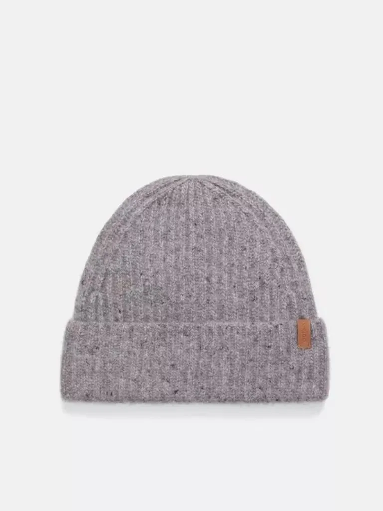 Donegal Cashmere Rib Cuff Hat in Medium Grey