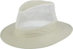 Dorfman Hat Co. Men's Garment Washed Twill Safari Hat With Mesh Sides