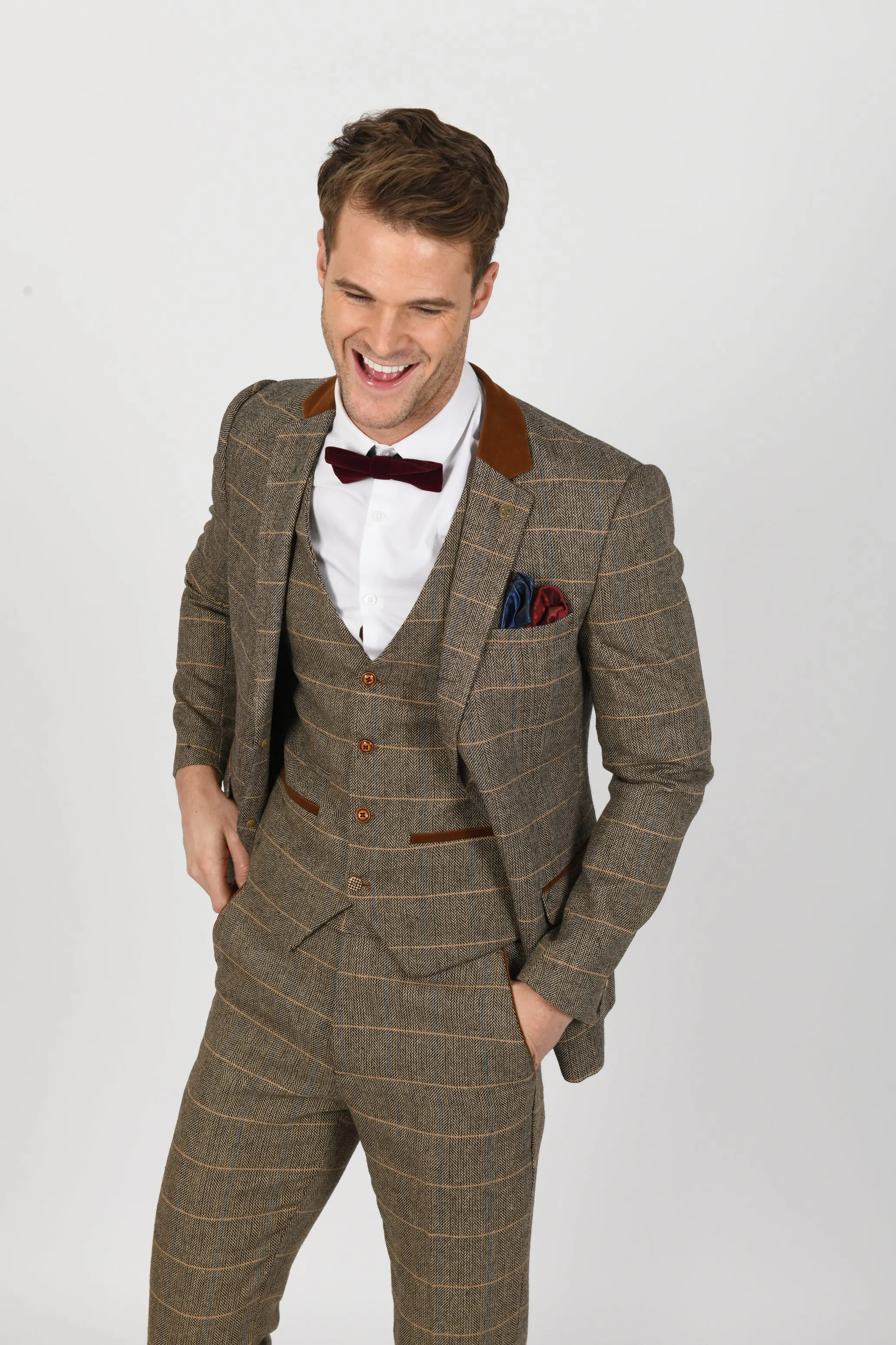 DX7 Tan Heritage Tweed Check Blazer | Check Blazer | Wedding Wear | Office Wear