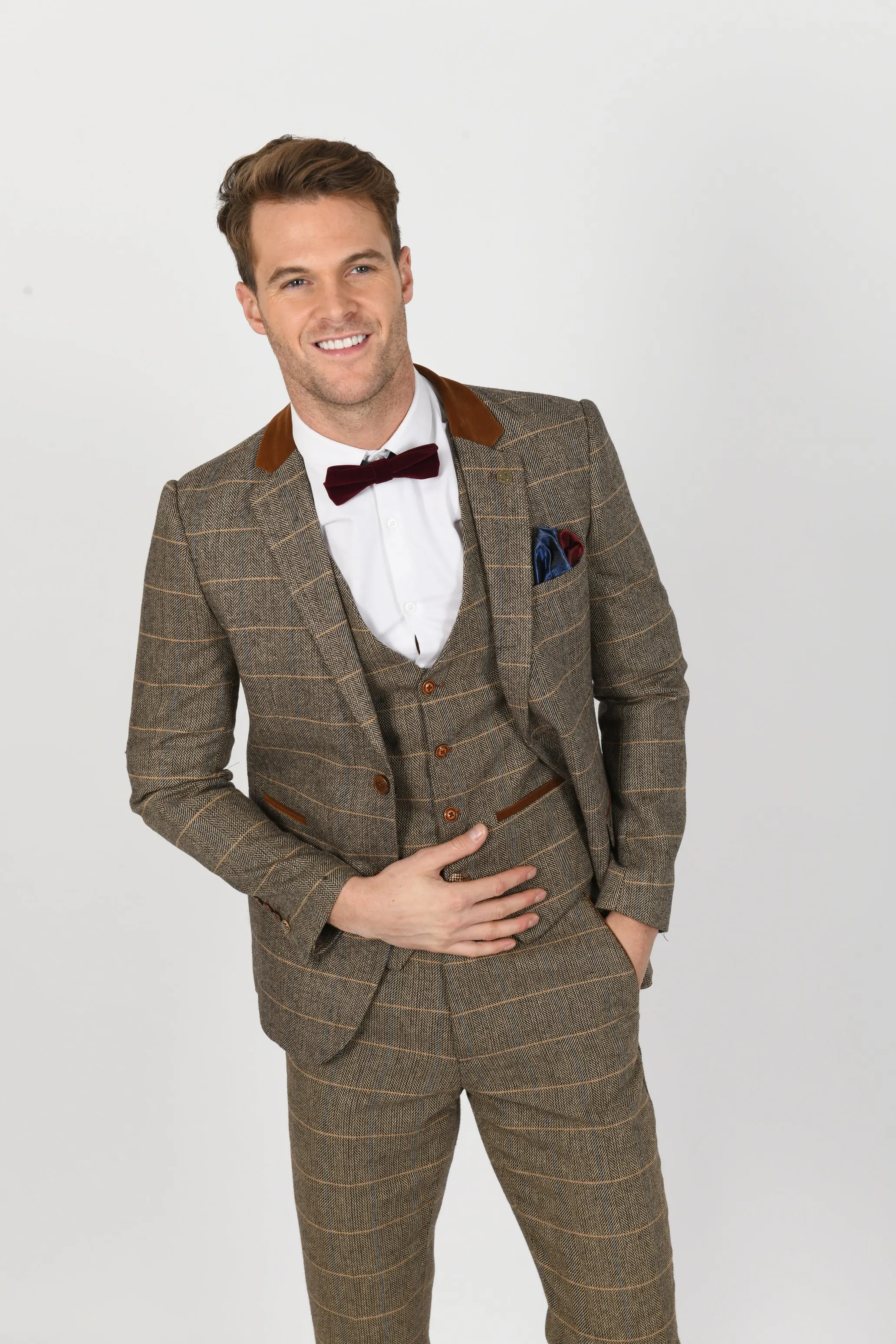 DX7 Tan Heritage Tweed Check Blazer | Check Blazer | Wedding Wear | Office Wear