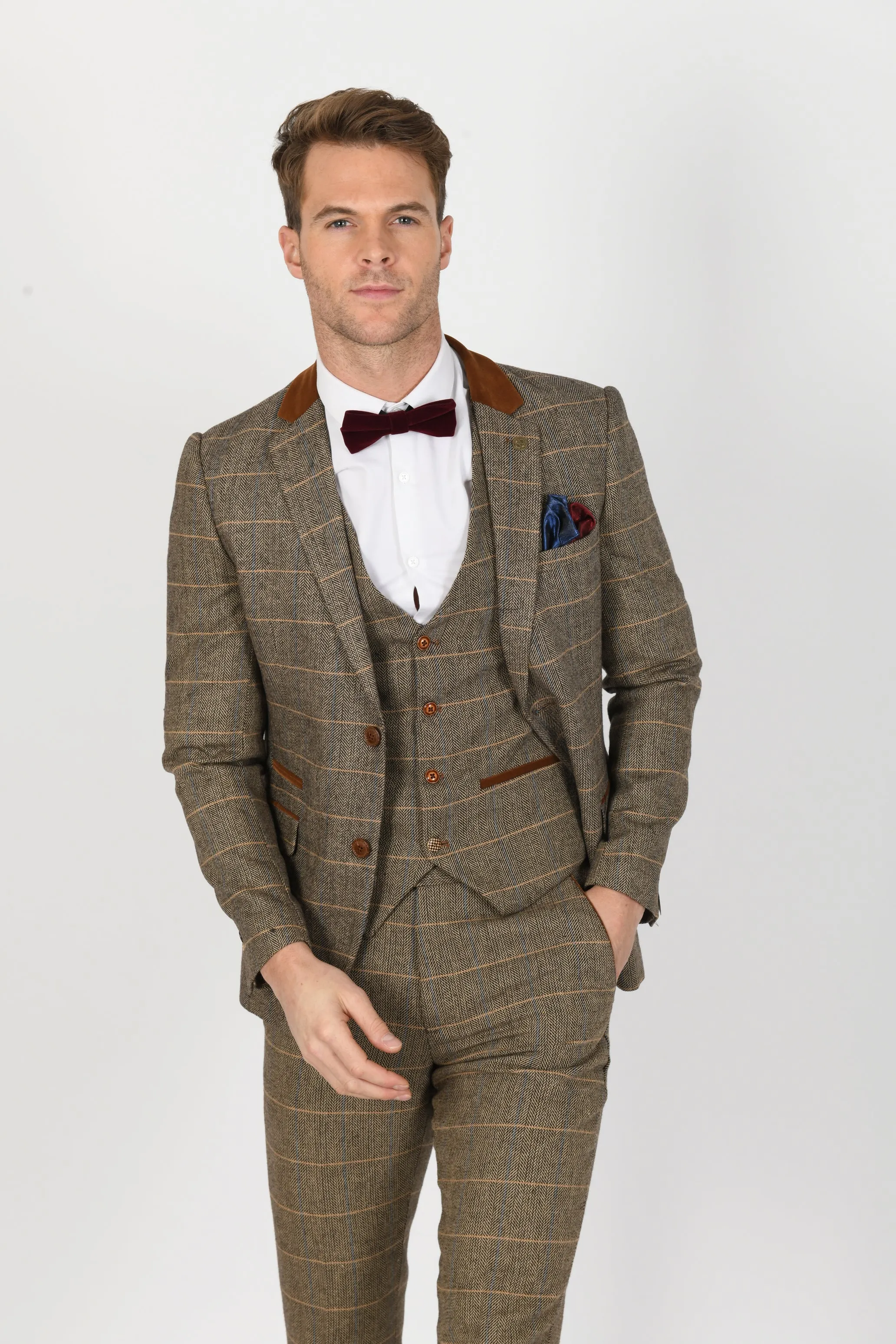 DX7 Tan Heritage Tweed Check Blazer | Check Blazer | Wedding Wear | Office Wear