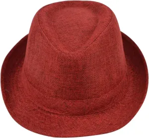 ECYC Ltd Unisex Linen Fedora Hat, Panama Trilby Hat Short Brim Summer Fedora Hat Jazz Casual Hats Sun Cap for Men Women