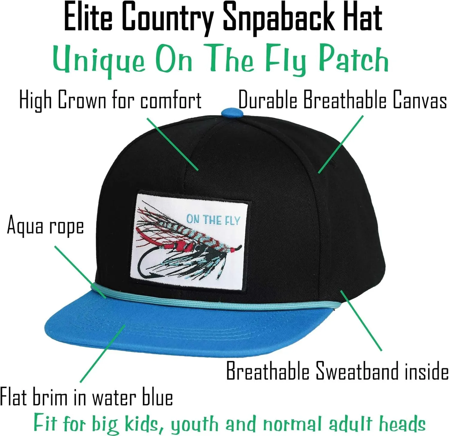 EDTREK Elite Youth Country Hat for Big Kids - Boys Snapback Hat with Flat Brim