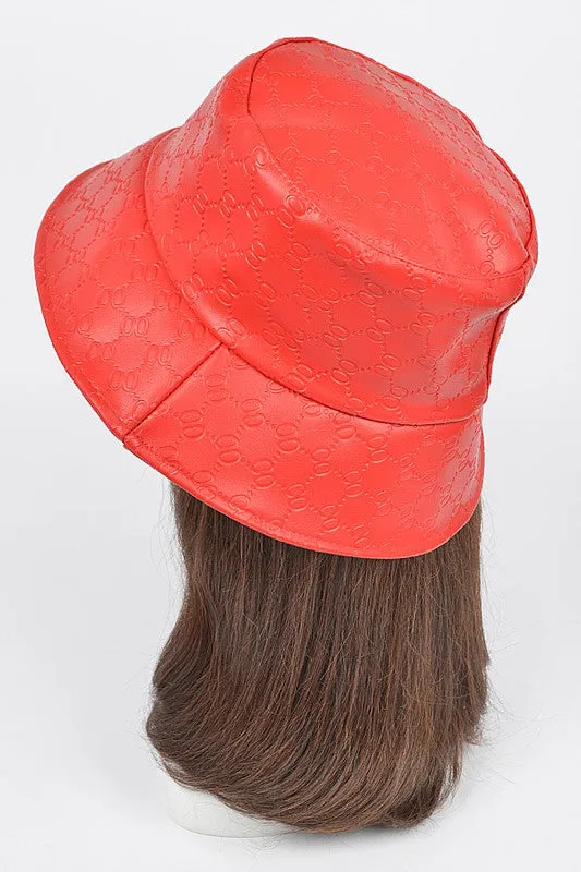 Embossed Pattern Faux Leather Bucket Hat