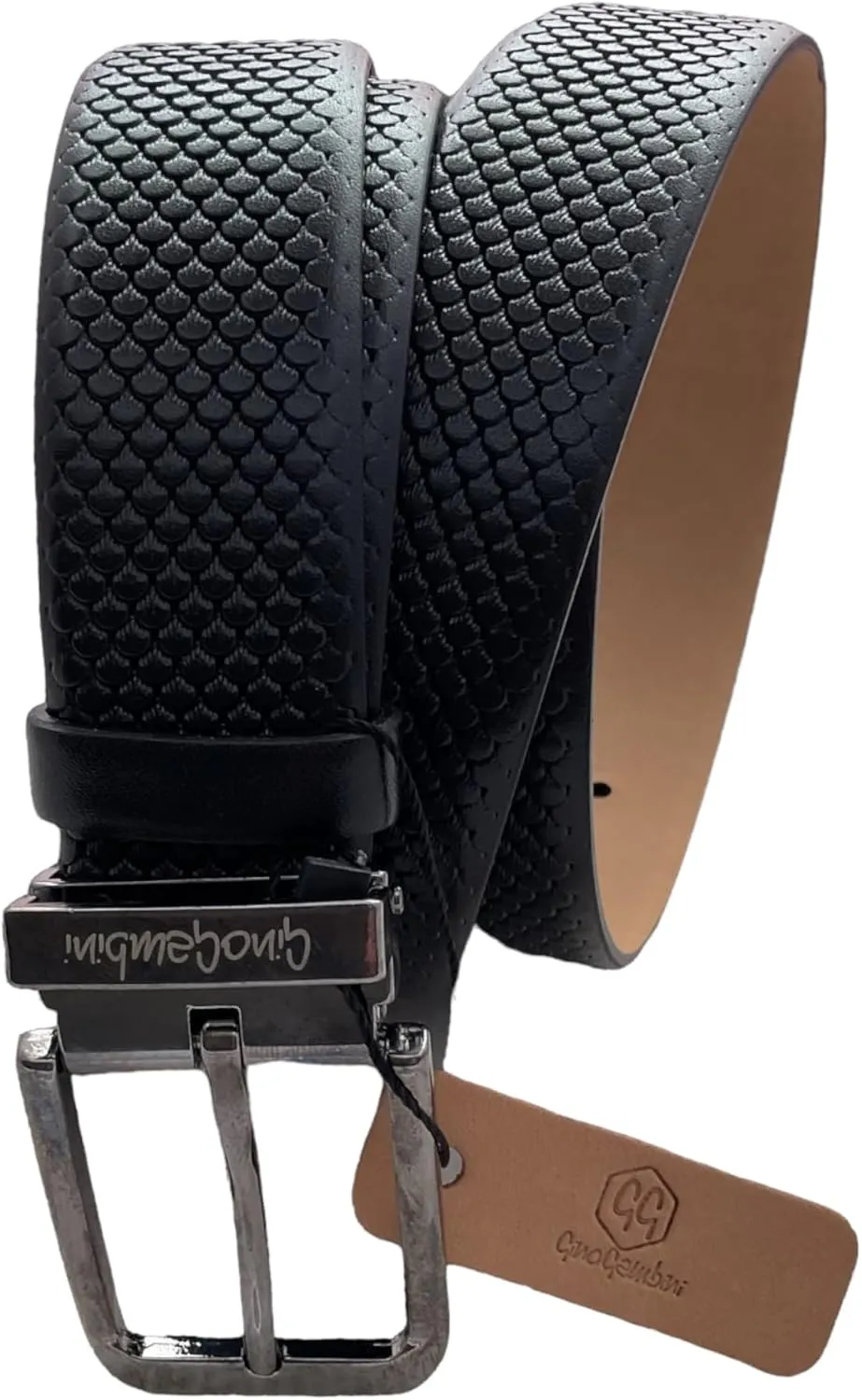 Embossed Top Grain Casual Dress Leather Belt