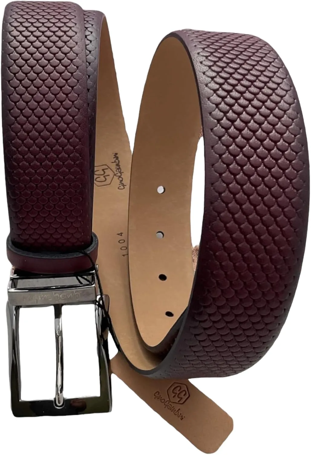 Embossed Top Grain Casual Dress Leather Belt