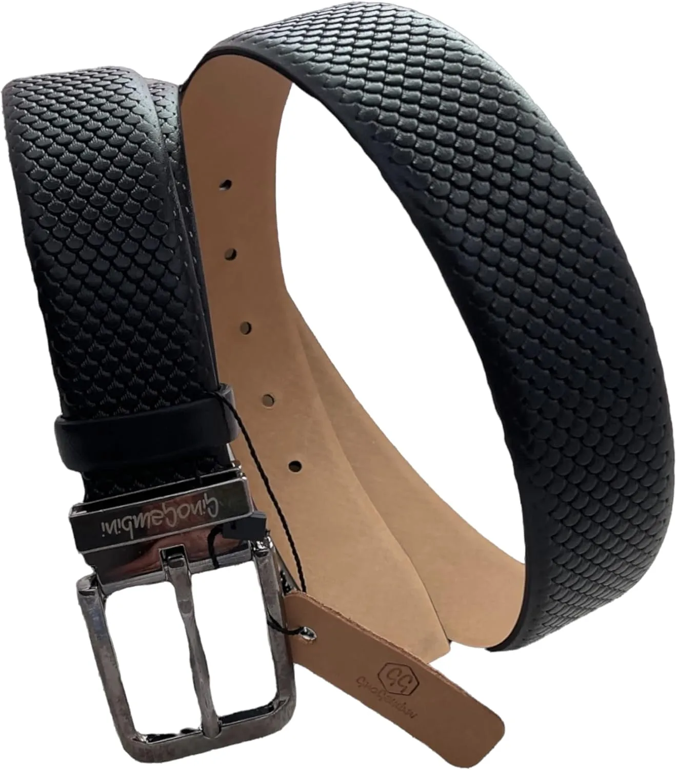 Embossed Top Grain Casual Dress Leather Belt
