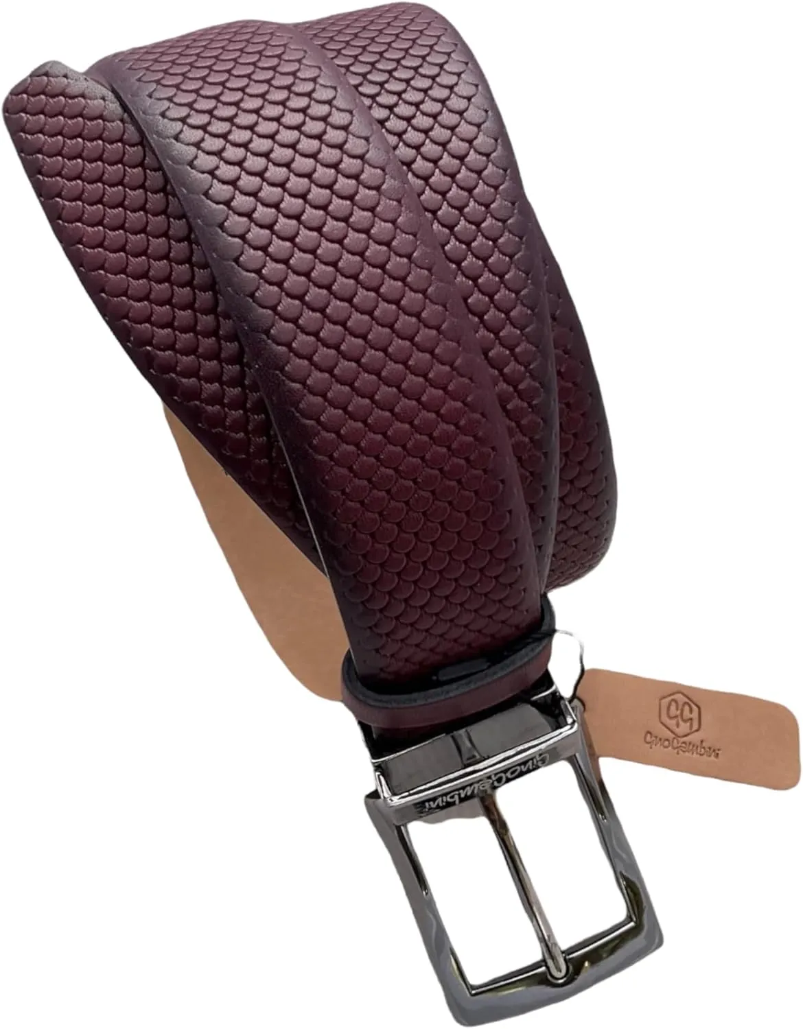 Embossed Top Grain Casual Dress Leather Belt