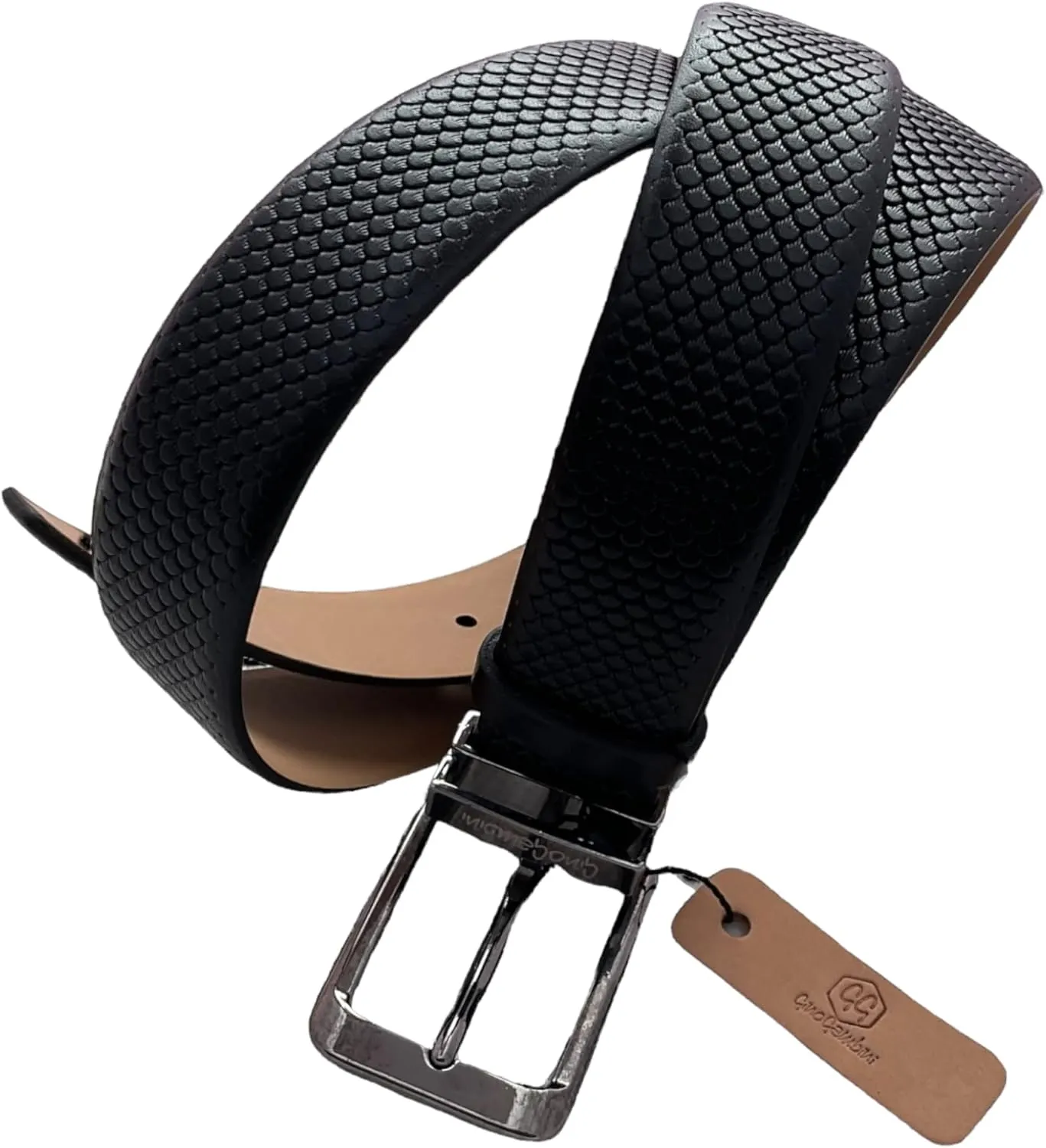 Embossed Top Grain Casual Dress Leather Belt