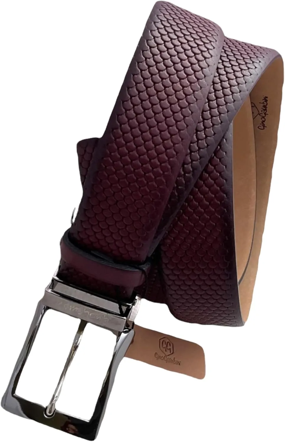 Embossed Top Grain Casual Dress Leather Belt