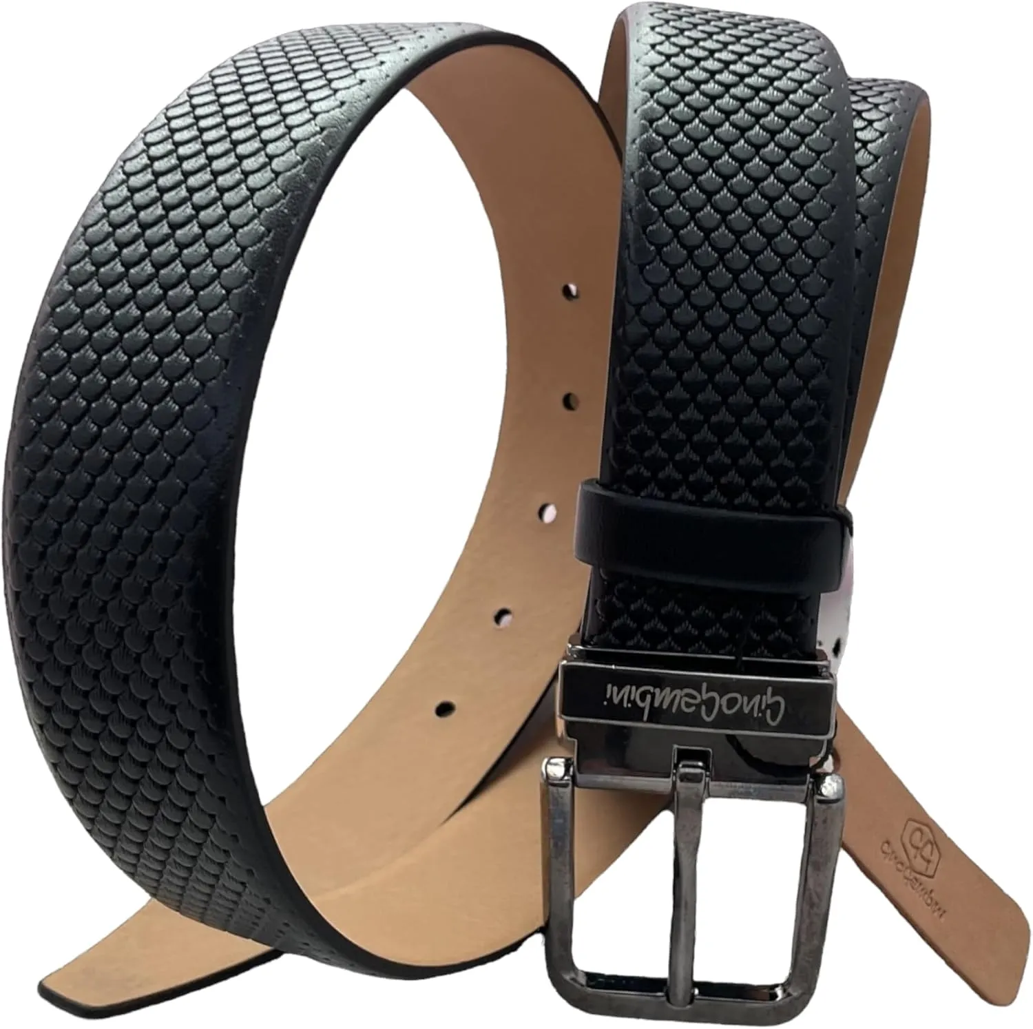 Embossed Top Grain Casual Dress Leather Belt