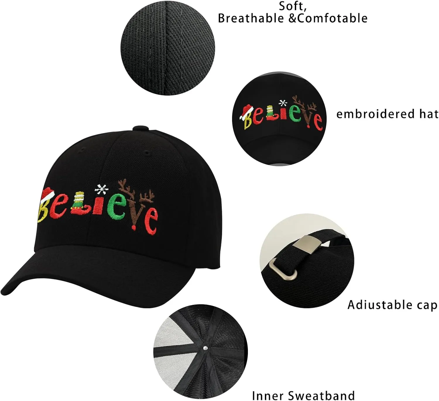 Embroidered Baseball Cap for Women Men Adjustable Baseball Hat Black Baseball Cap Trucker Hat