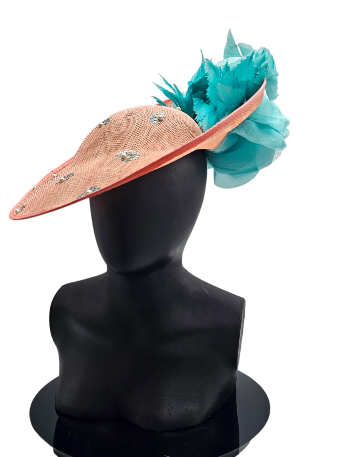 Embroidered Peach Fascinator (Chrstine)