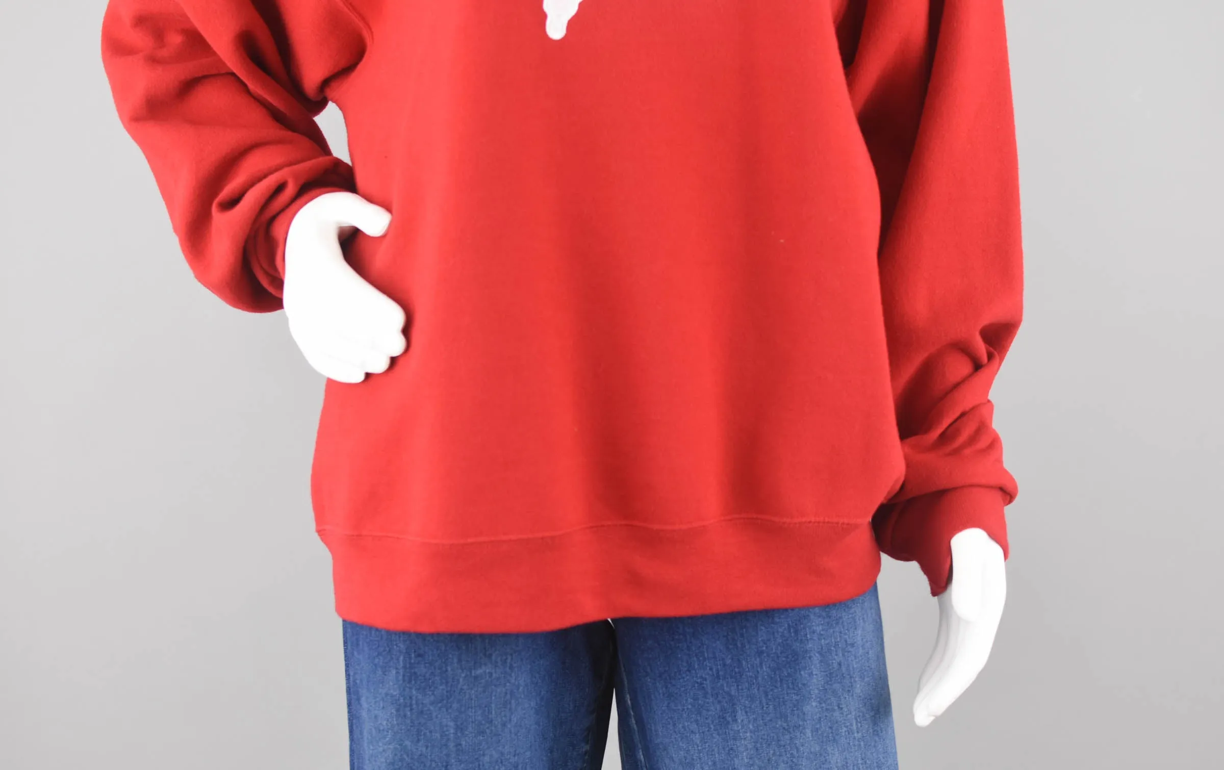 Embroidered Ugly Christmas Santa Red Sweatshirt, Unisex Large