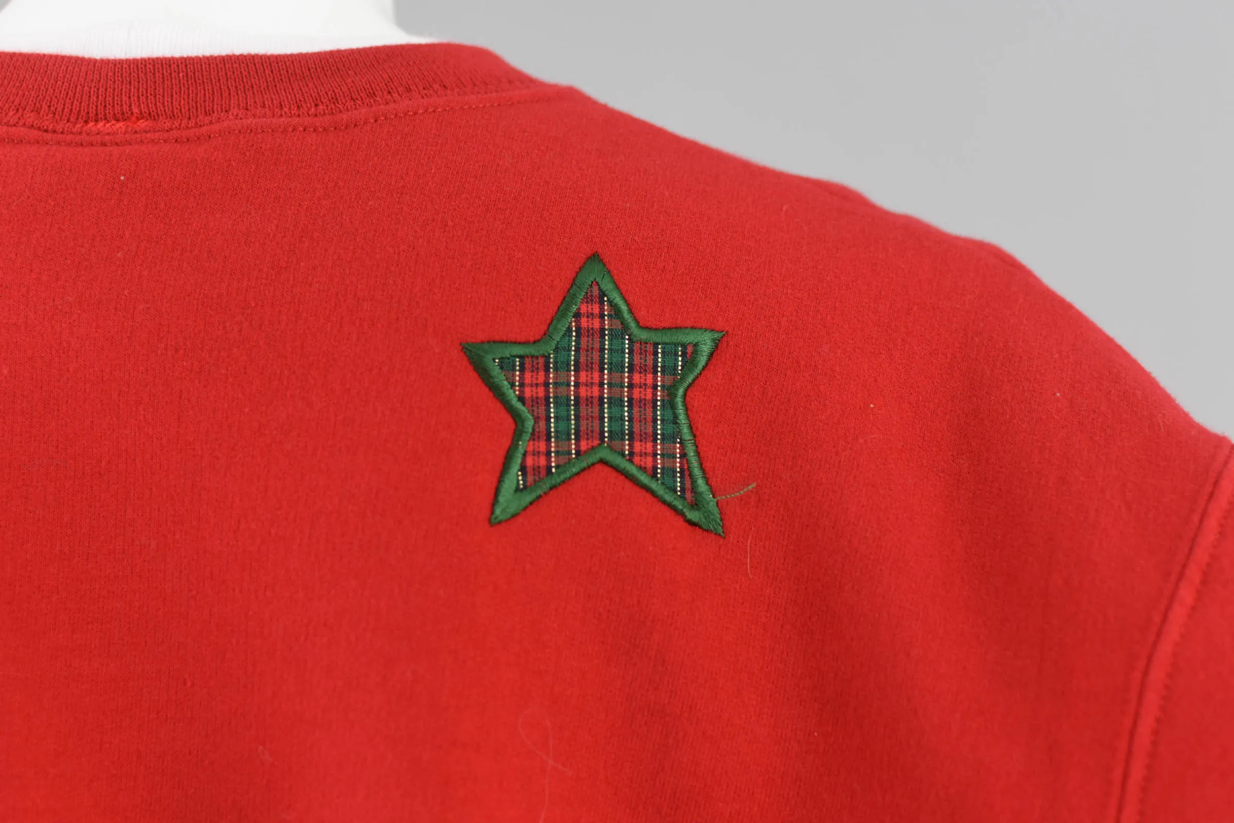 Embroidered Ugly Christmas Santa Red Sweatshirt, Unisex Large