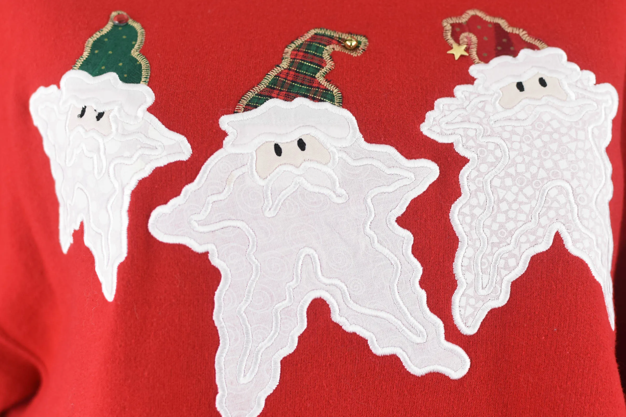 Embroidered Ugly Christmas Santa Red Sweatshirt, Unisex Large