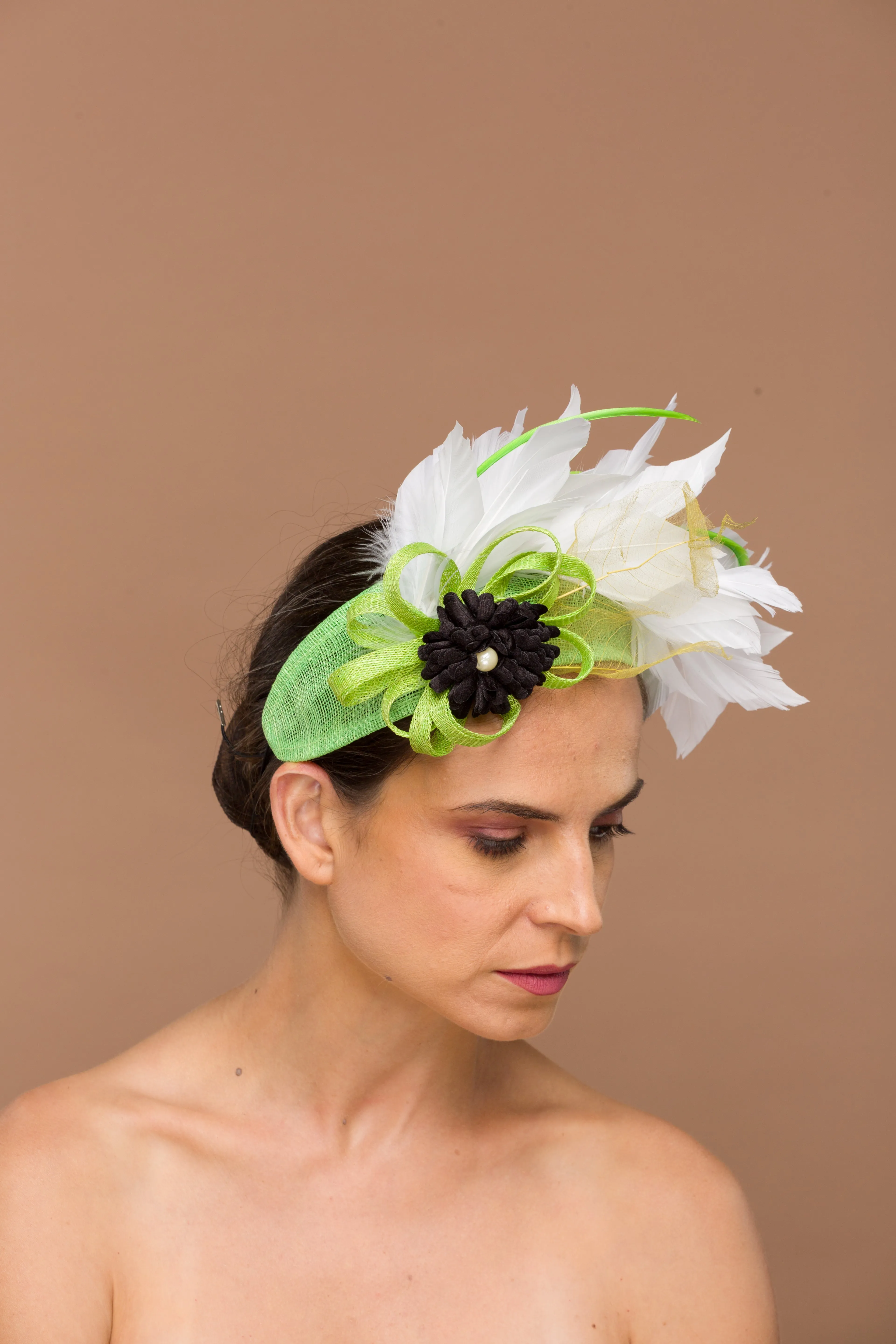 Emerald Fascinator Headband Green Base (Athena)