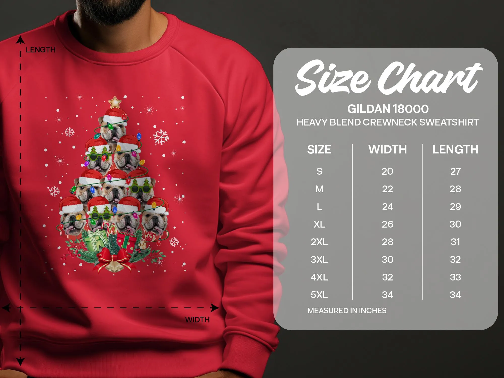 English Bulldog Xmas Sweatshirt Xmas Tree Style Cute Holiday Sweatshirt Christmas Dog Shirt Festive Sweater Seasonal Dog Apparel