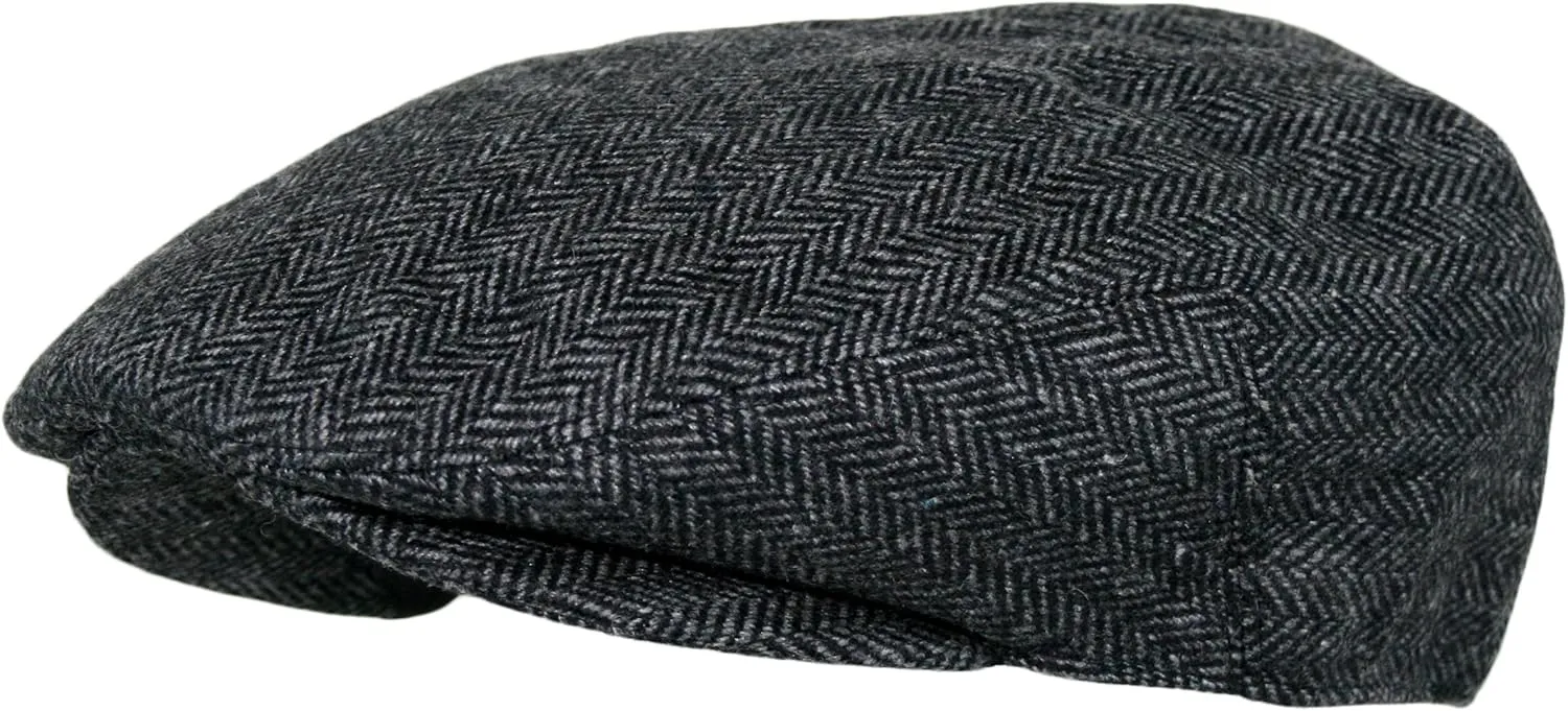 Epoch Men's Herringbone Wool Tweed Newsboy Ivy Cabbie Driving Cap