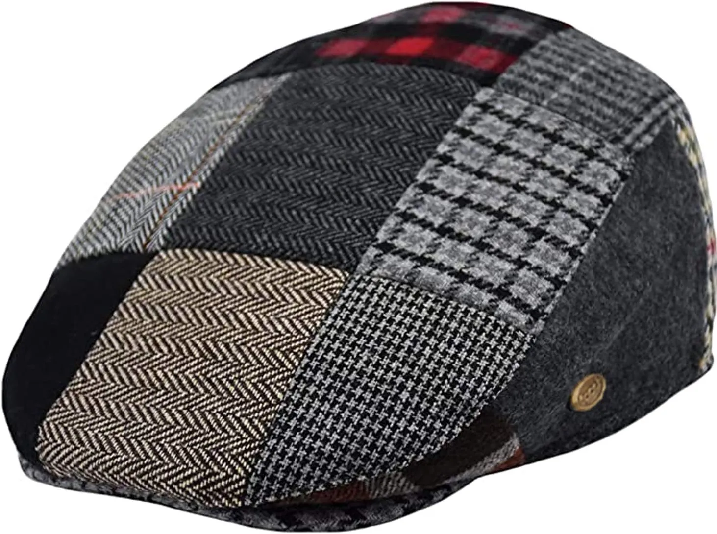 Epoch Men's Herringbone Wool Tweed Newsboy Ivy Cabbie Driving Cap