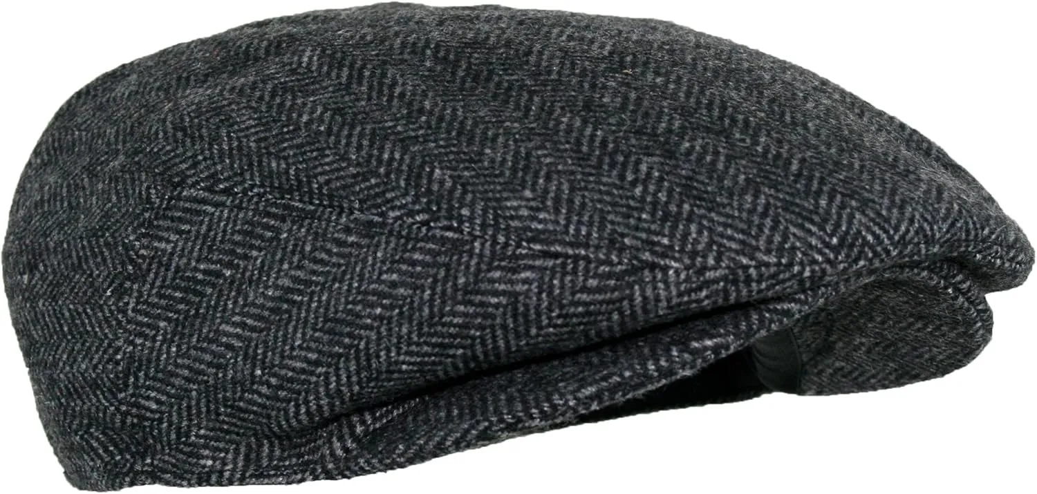Epoch Men's Herringbone Wool Tweed Newsboy Ivy Cabbie Driving Cap