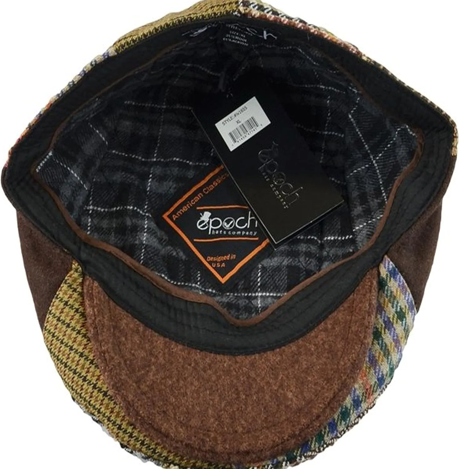 Epoch Men's Herringbone Wool Tweed Newsboy Ivy Cabbie Driving Cap