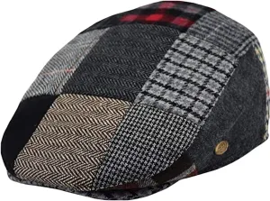 Epoch Men's Herringbone Wool Tweed Newsboy Ivy Cabbie Driving Cap