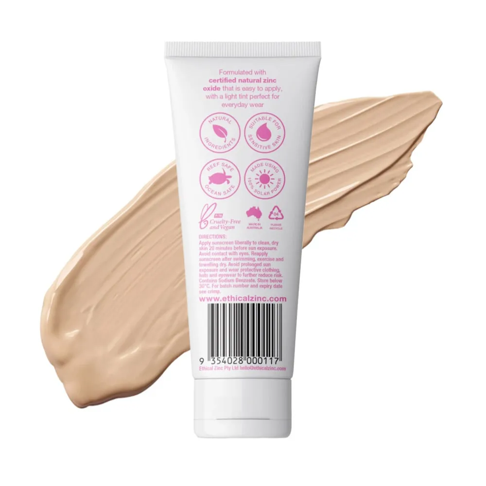 ETHICAL ZINC Daily Wear Tinted Facial Sunscreen Light Tint SPF 50  - 100g