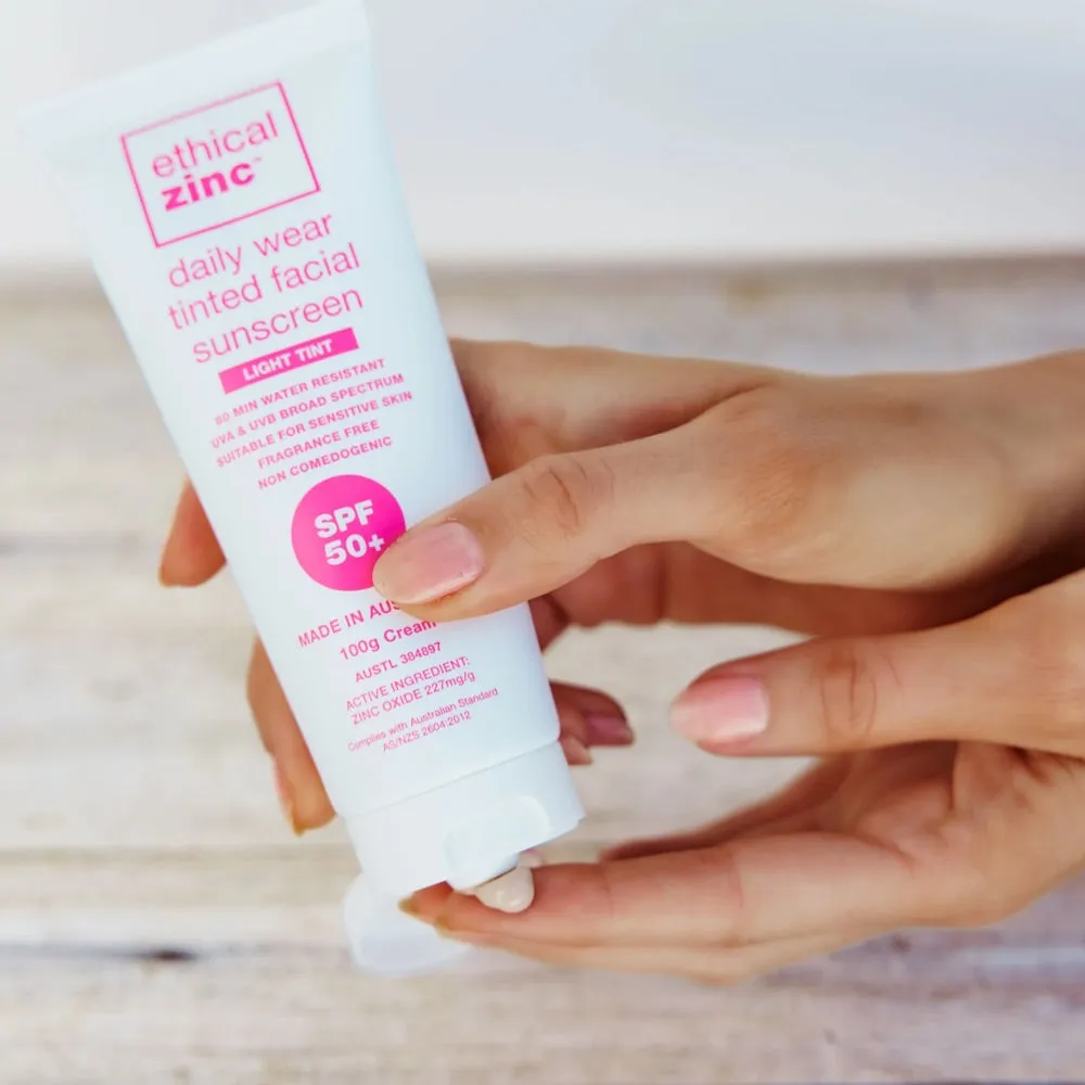 ETHICAL ZINC Daily Wear Tinted Facial Sunscreen Light Tint SPF 50  - 100g