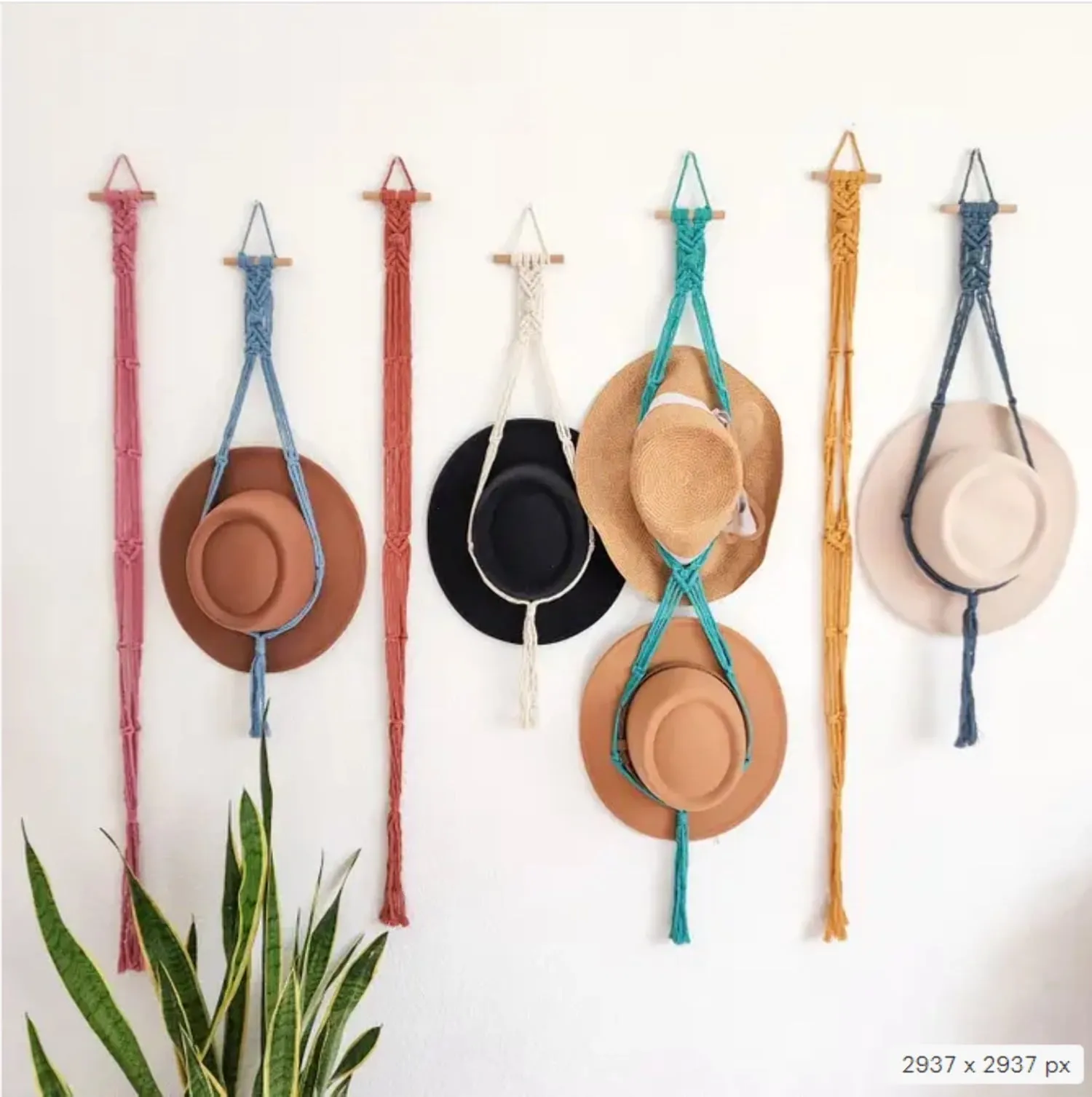 everyday Macrame Hat Holder, Wall Mounted Hat Display Rack