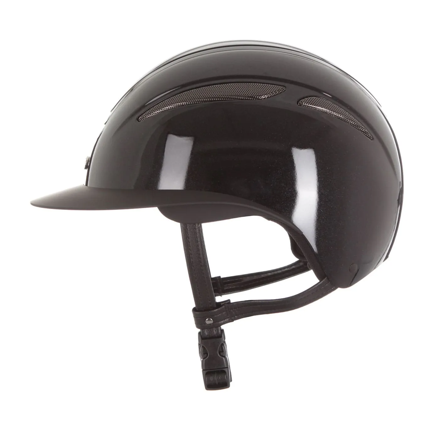 Evoke Callisto Wide Peak Riding Hat - Black Metallic/Gunmetal