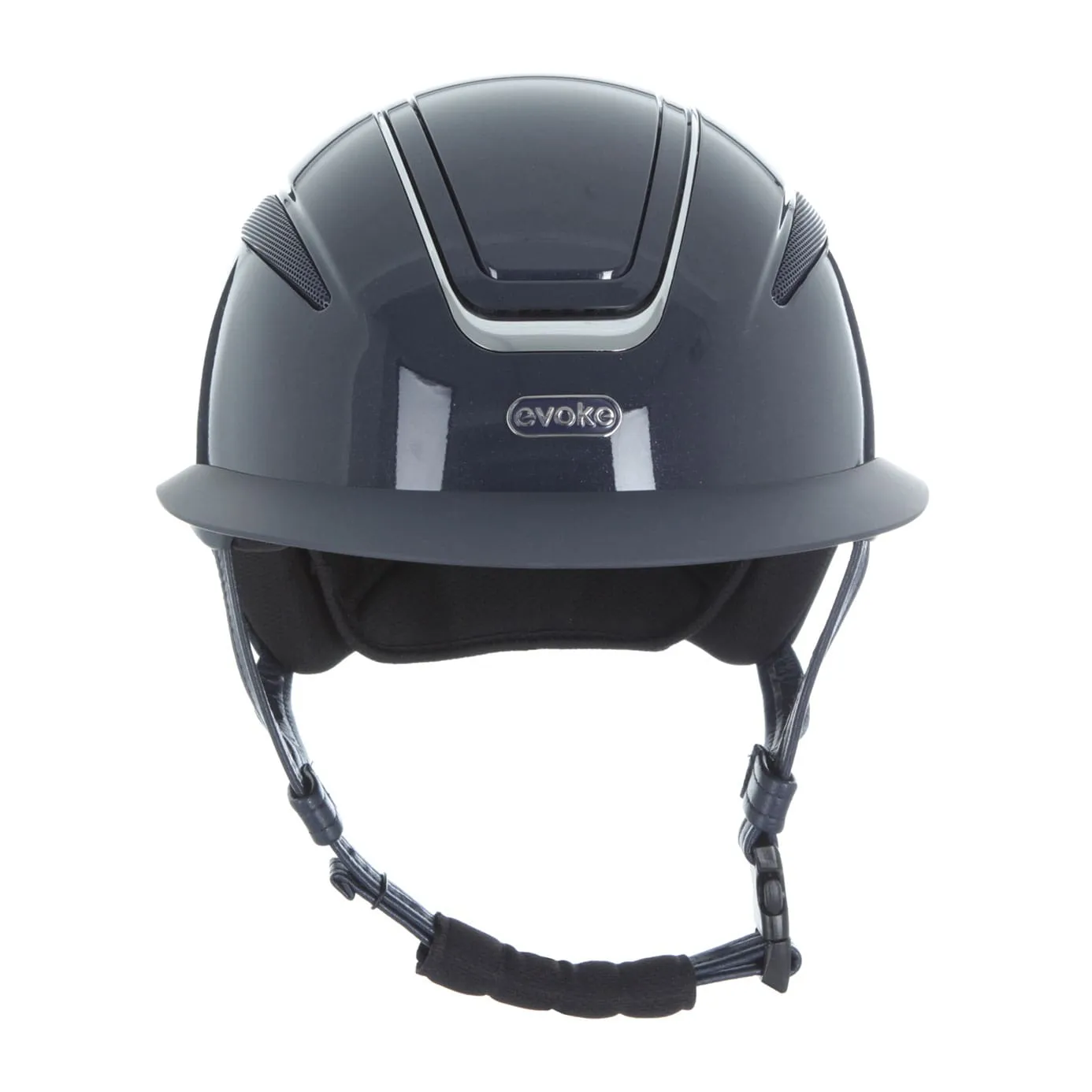 Evoke Callisto Wide Peak Riding Hat - Navy Metallic/Chrome