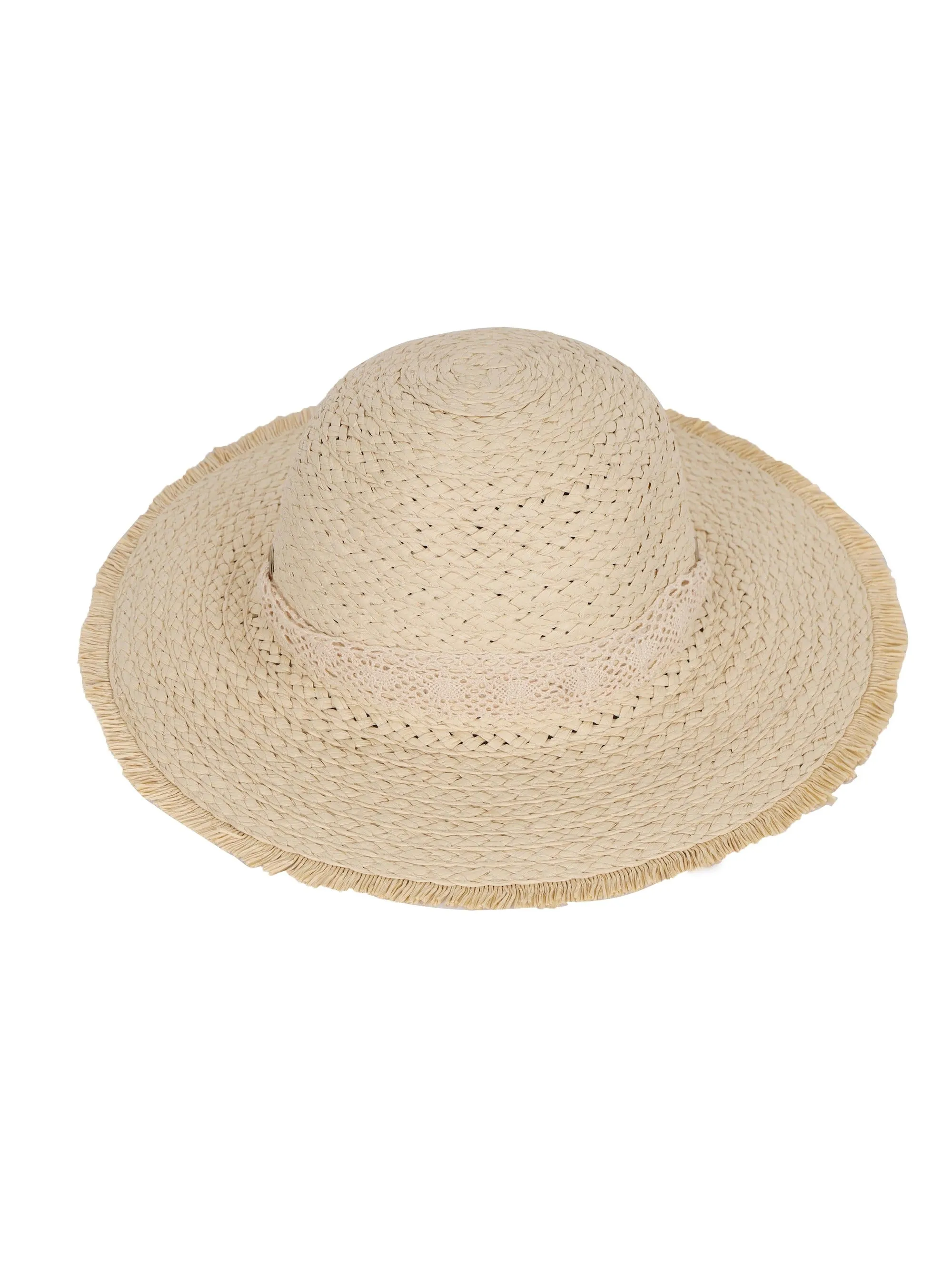 FabSeasons Straw Sun Hat / Caps with long ribbons for Girls & Women