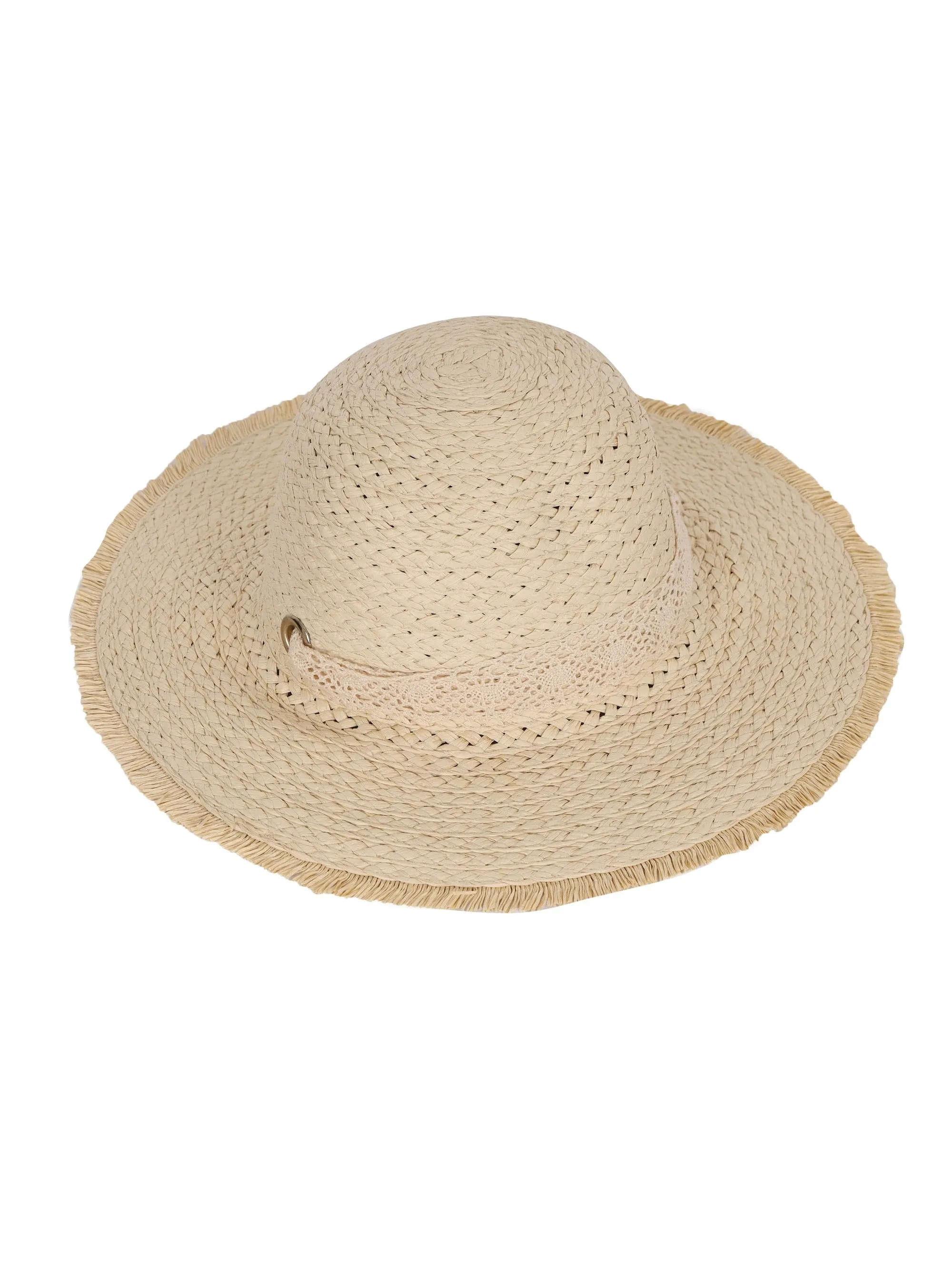 FabSeasons Straw Sun Hat / Caps with long ribbons for Girls & Women