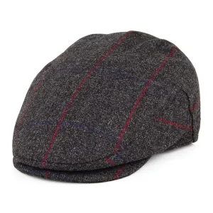 Failsworth Hats Windowpane Waterproof Flat Cap - Grey-Multi