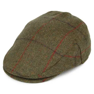 Failsworth Hats Windowpane Waterproof Flat Cap - Olive