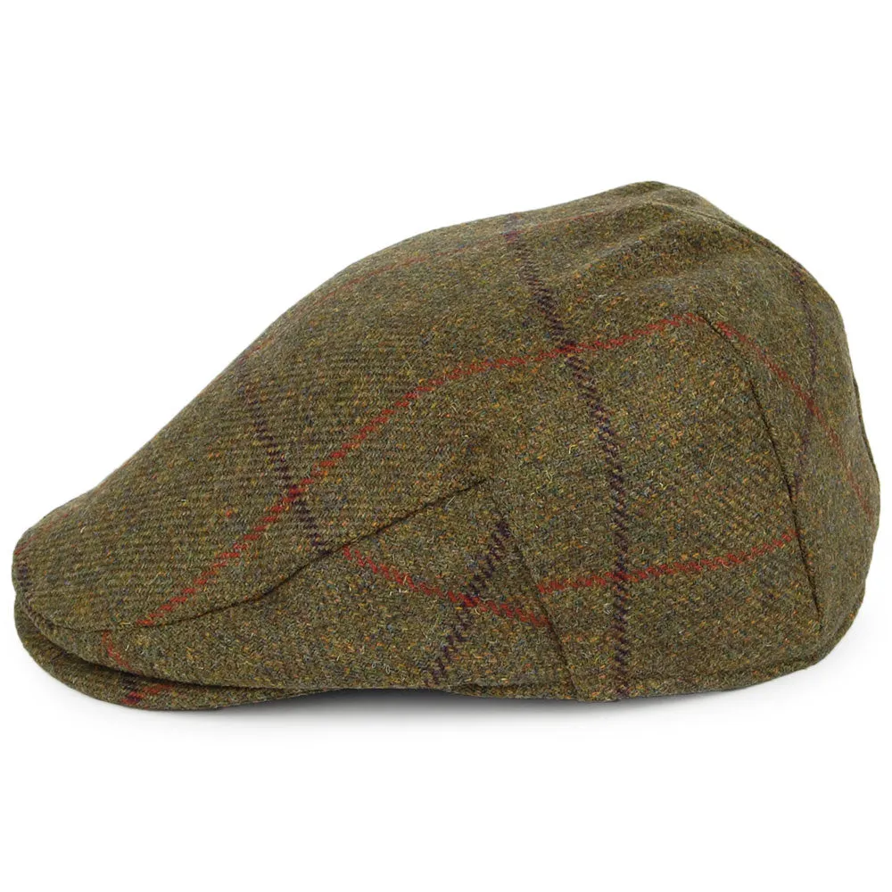Failsworth Hats Windowpane Waterproof Flat Cap - Olive