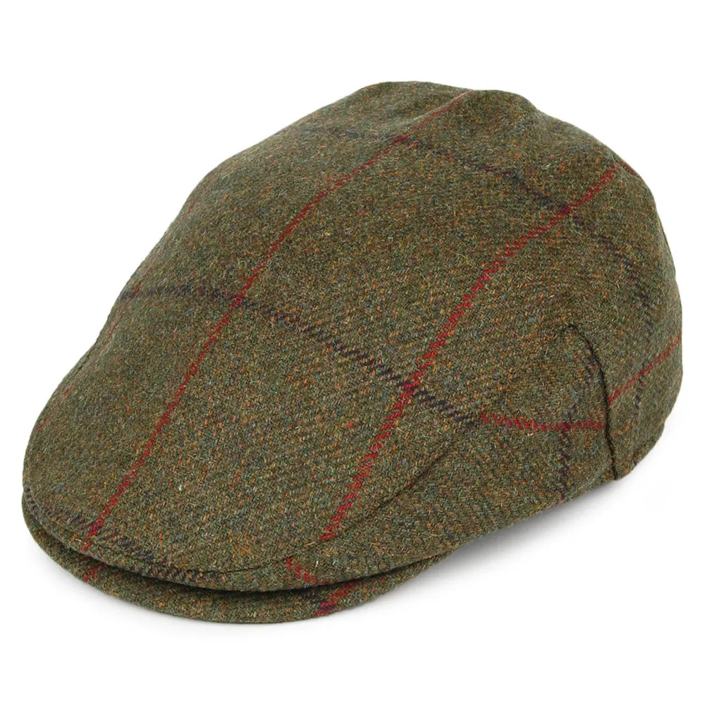 Failsworth Hats Windowpane Waterproof Flat Cap - Olive